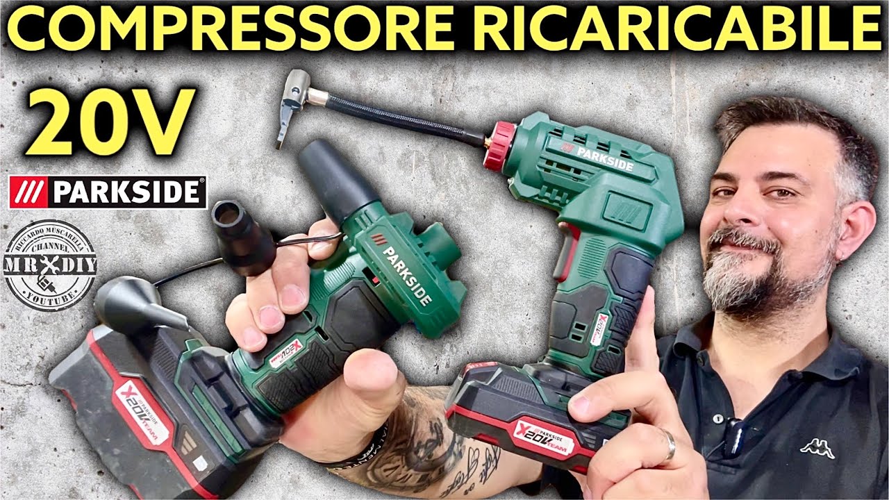 Recensione compressore e pompa ricaricabile Parkside lidl. 20V. PAK 20 LI B2. PALP 20 LI B2. Ruote