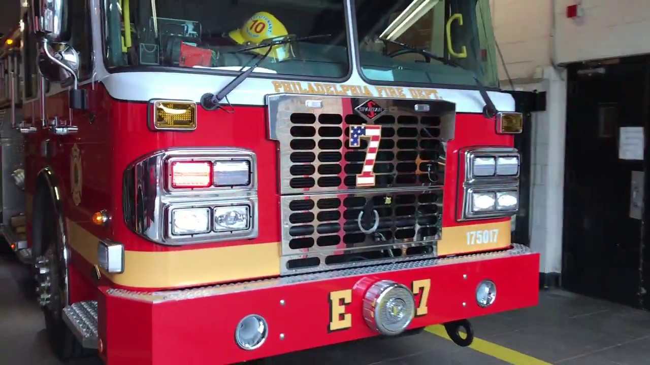 BRAND NEW PHILADELPHIA FIRE DEPARTMENT ENGINE 7 RETURNING TO QUARTERS IN KENSINGTON, PHILADELPHIA.