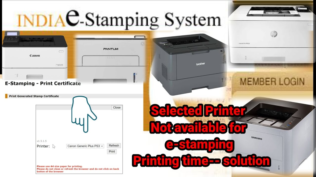 Selected Printer Not available for e-stamping Printing time solution | e-stamping printer 7600252802