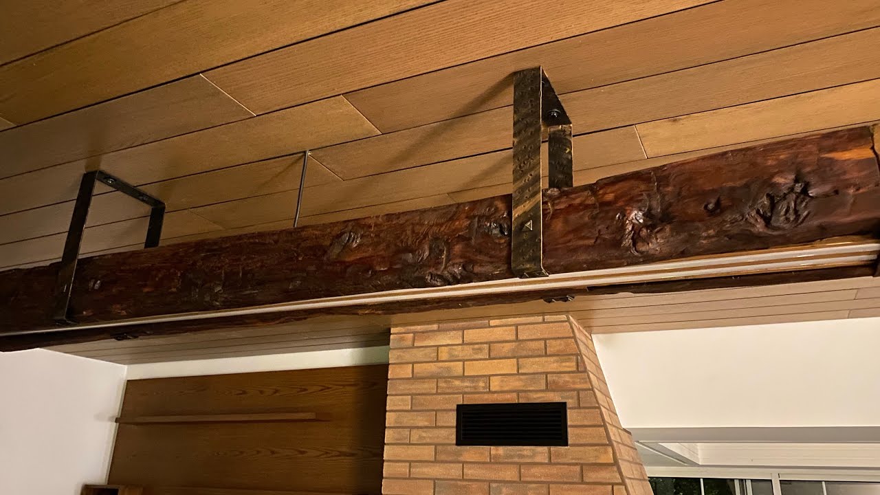 300 years old wood beam transformed into a rustic LED chandelier. DIY
