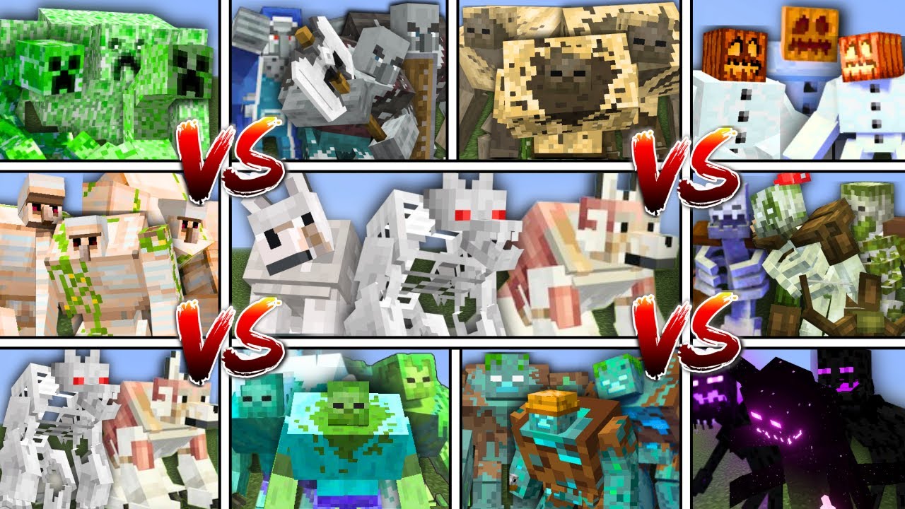 ALL MUTANT WOLF TEAM vs ALL MUTANT MOBS TEAM in MINECRAFT MOB BATTLE