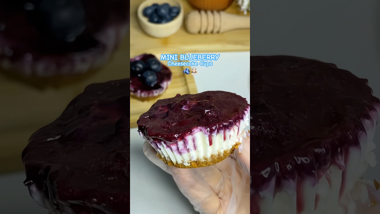 Mini Blueberry Cheesecake Cups 🫐 #shorts