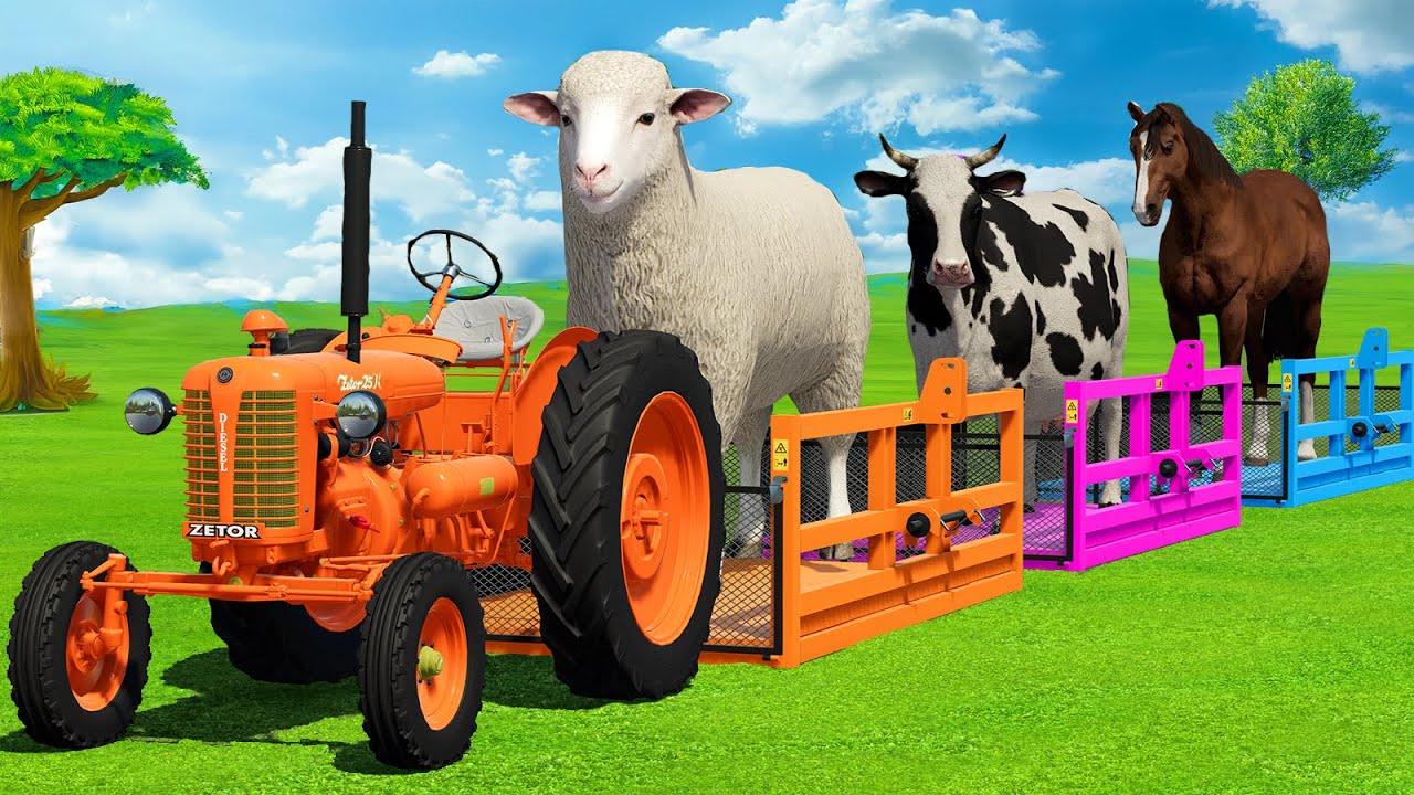 CONVOY TRANSPORT WITH SHEEPS, COWS, BULLS, HORSES, RAMS, GOATS & TRACTORS - FS25