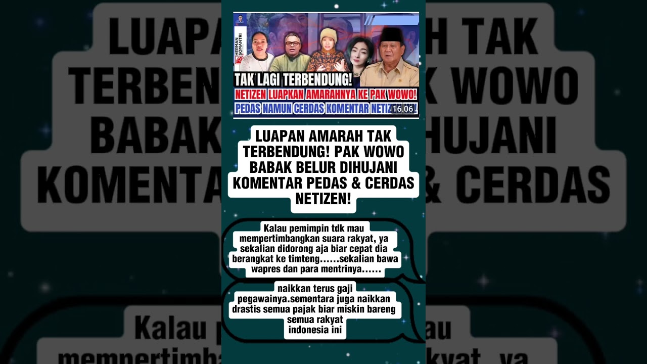 TAK LAGI TERBENDUNG!NETIZEN LUAPKAN AMARAHNYA KEPAK WOWO!