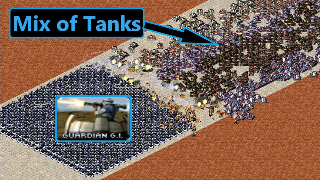 GGi's vs a Mix of Tanks - Same Cost - Red Alert 2