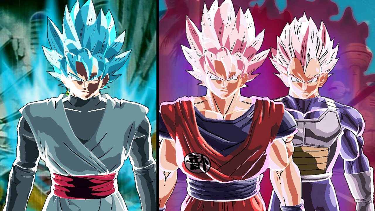 Dragonball Xenoverse 2 Goku and Vegeta SSJ rosé and Goku Black SSJ Blue (Mod showcase)