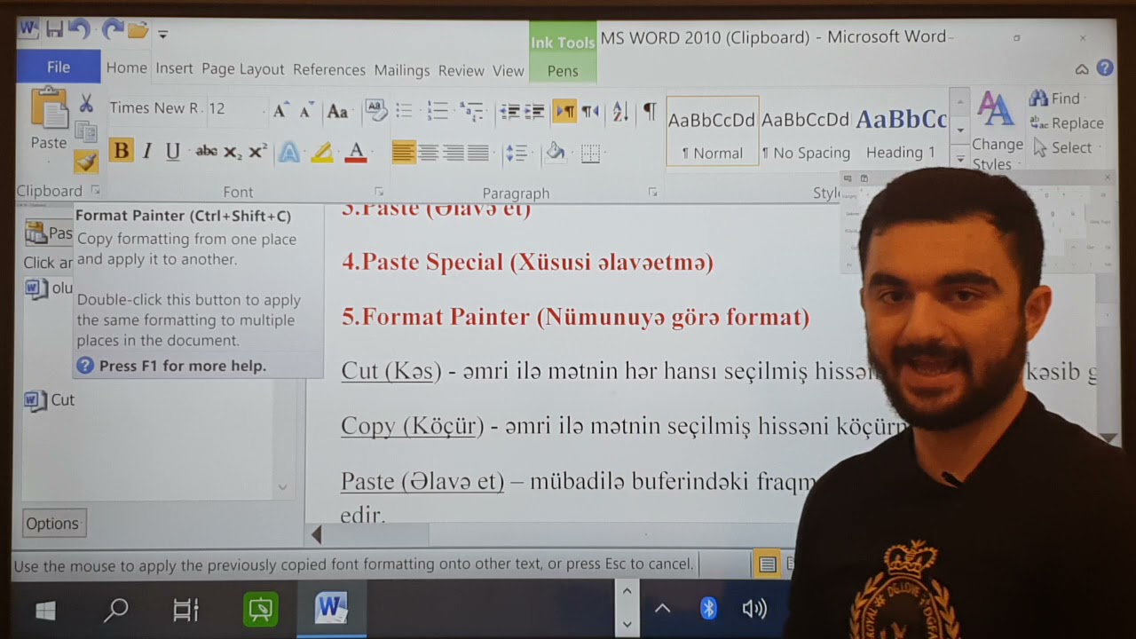 Mübadilə buferi qrupu (Clipboard) - MS Word dərsləri