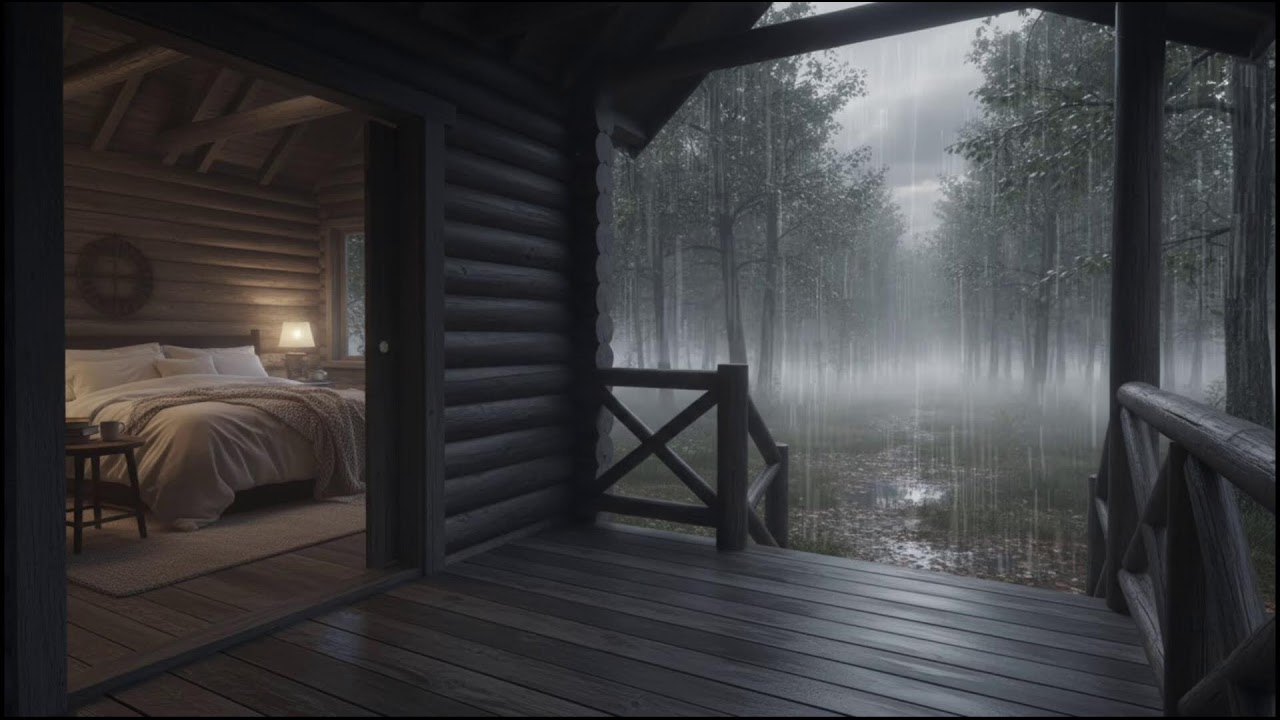 Peaceful Night Rain in a Cozy Forest Cabin 🌲🌙 | Sounds for Deep Sleep