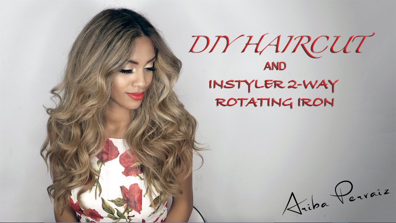 DIY HairCut and Instyler 2-Way Rotating Iron 😳 -  TUTORIAL & REVIEW | ARIBA PERVAIZ