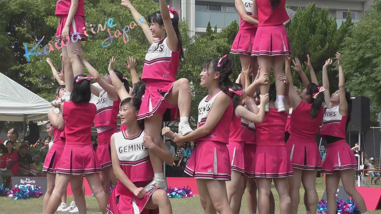ピンクかわいい宮崎日本大学高等学校チアリーディング部GEMINIS