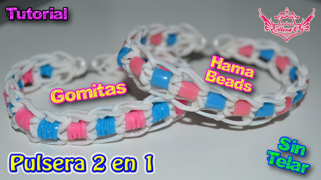 ♥ Tutorial: Pulsera 2 en 1 con hama o gomitas (sin telar) ♥