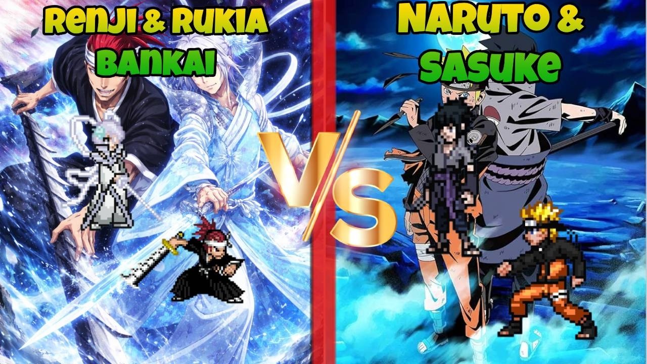 Jump Force MUGEN Renji & Rukia Bankai vs Naruto & Sasuke