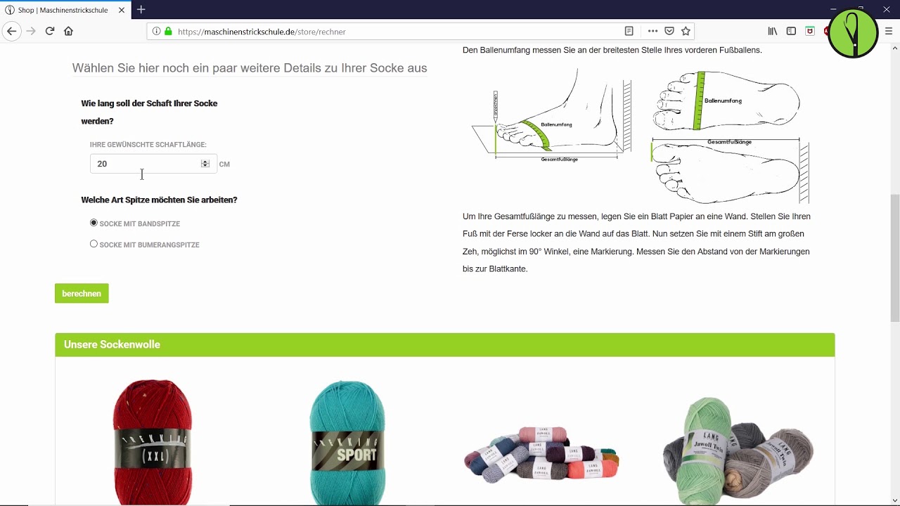 Individuelle Socken mit dem Sockenrechner statt Sockentabelle