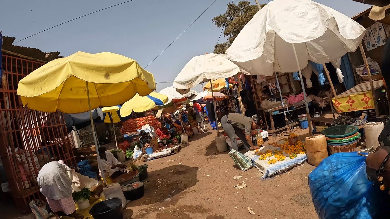 Walkingtour through the very lively and  biggest  market from Gambia, Serrekunda market