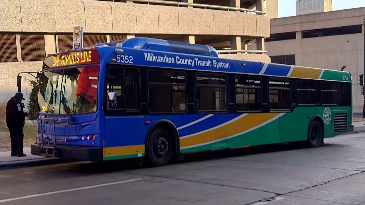 Ride On MCTS 2012 New Flyer D40LFR 5352 On Rt 34 Hopkins - Congress to 92nd Street/Grantosa Dr