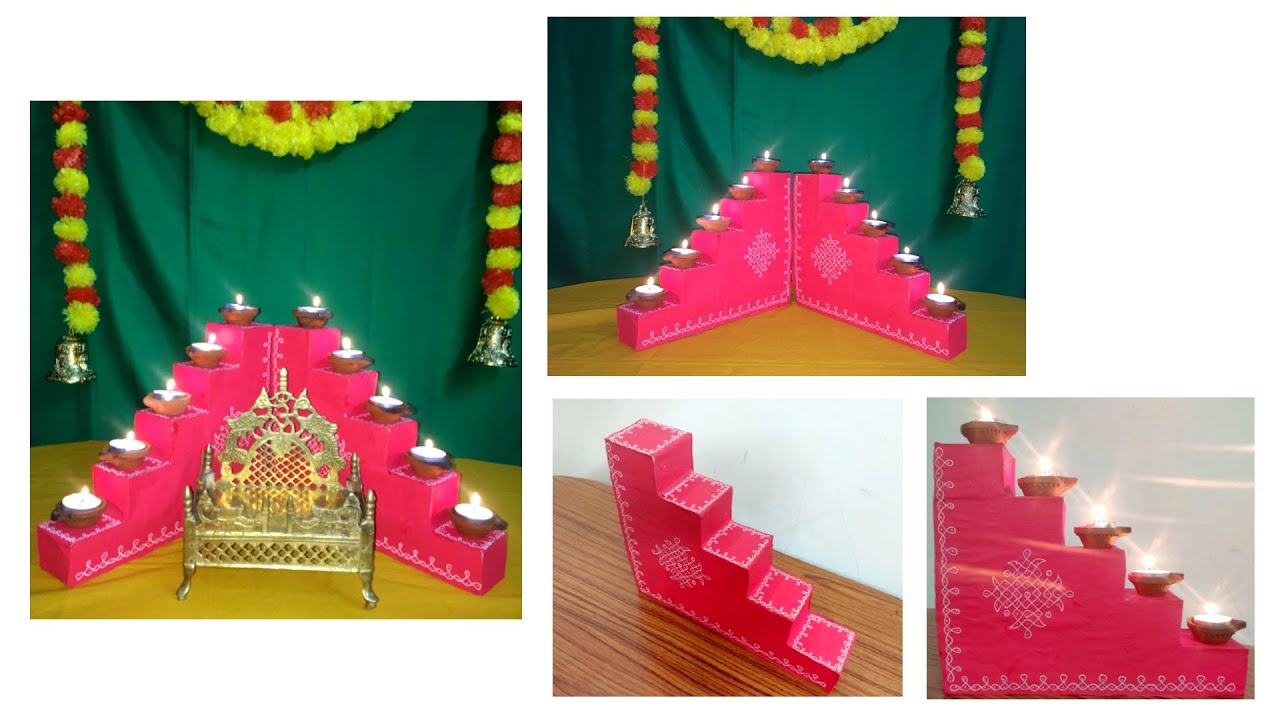 DIY Diya stand making at home| Diwali decoration ideas| Diwali pooja backdrop decorations with diyas