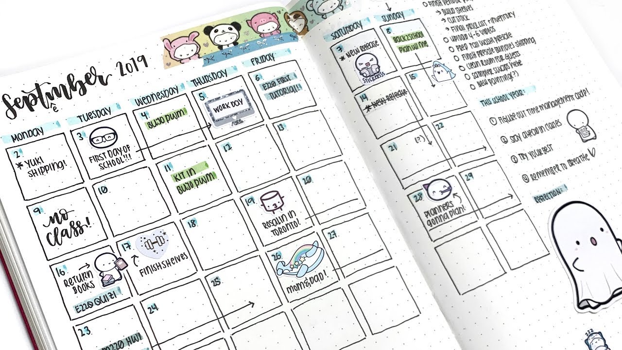Plan With Me : September Bullet Journal Setup For College! ( + mini art haul part 2)