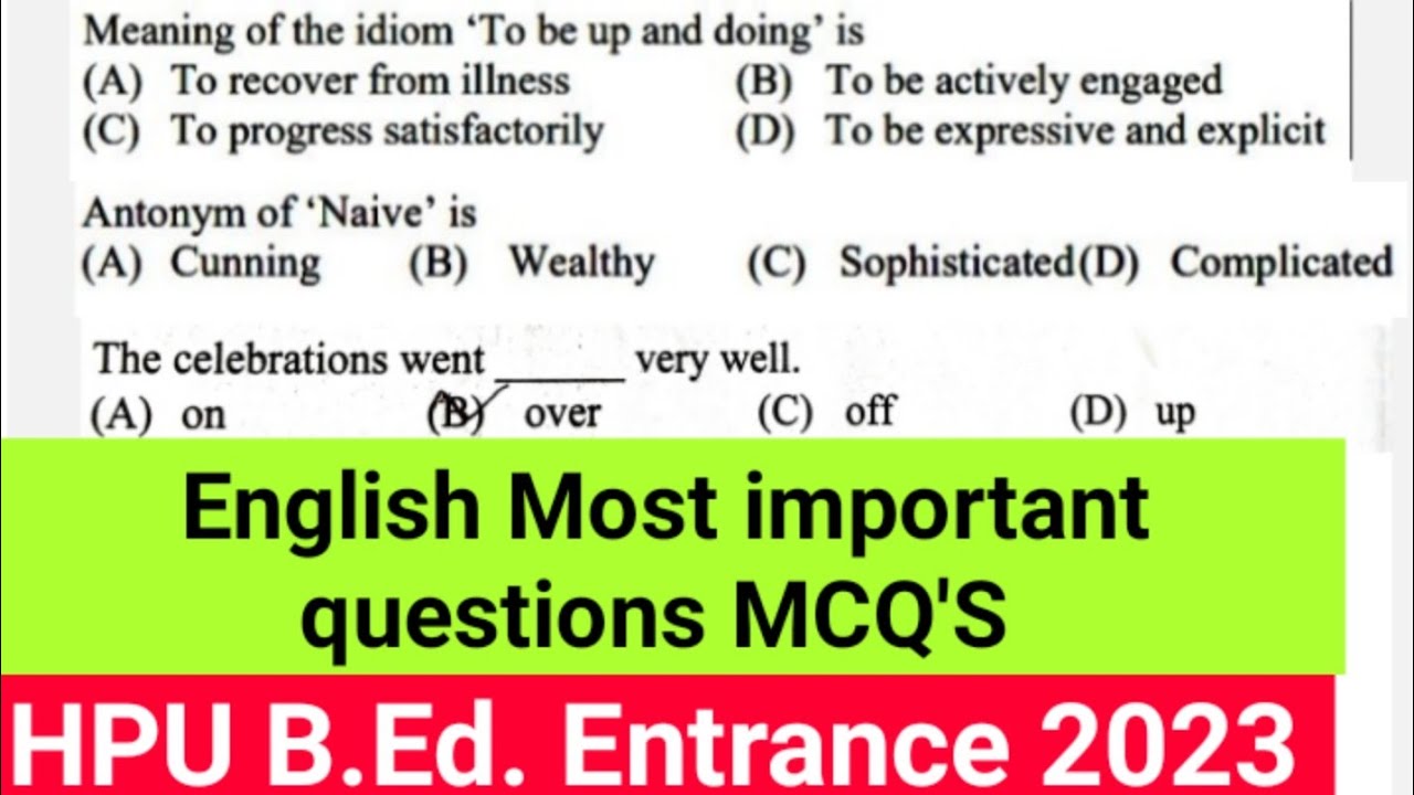 hpu bed entrance english preparation english syllabus #hpushimla #hpuexams