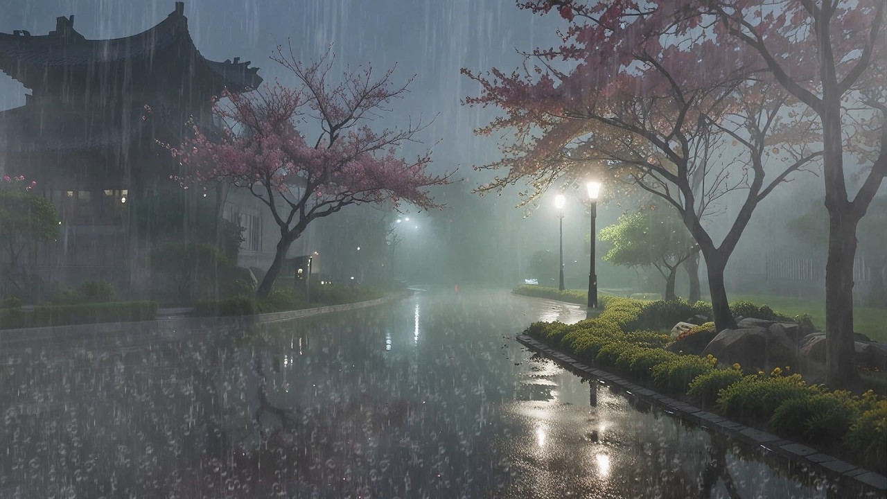 Rain Sounds in a Beautiful Flower Garden 🌧️ Calm Nature Ambience for Sleep and Relaxation