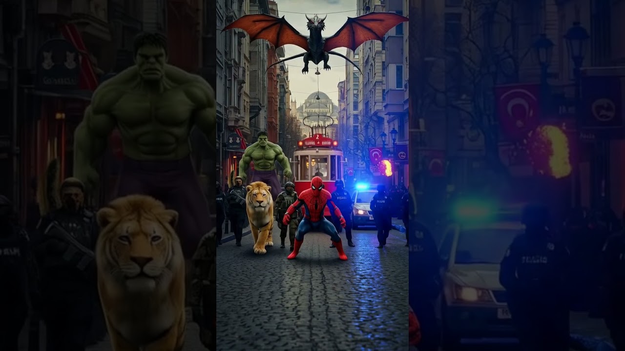 Ejderha İstanbul&rsquo;a Geldi, Kahramanlar G&ouml;reve Hazır! #istanbul #hulk #spiderman #ejderha