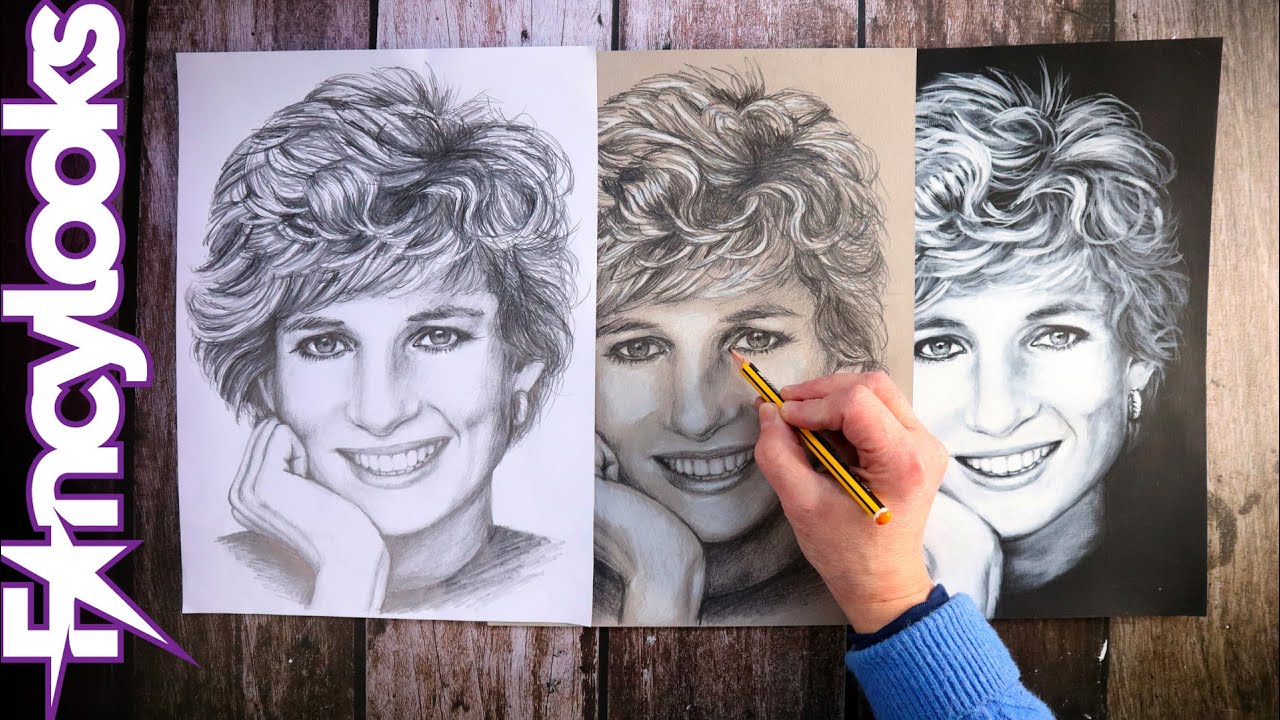 Mismo retrato, tres estilos diferentes: Lady Di, paso a paso