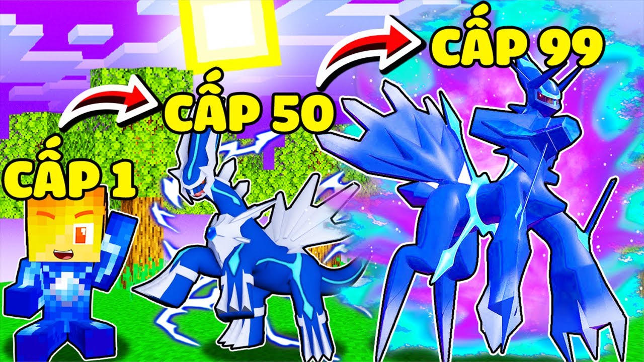 JACK EM B&Eacute; DIALGA CẤP 1 TIẾN H&Oacute;A TH&Agrave;NH DIALGA NGUY&Ecirc;N BẢN CẤP 99 TRONG MINECRAFT*POKEMON DIALGA