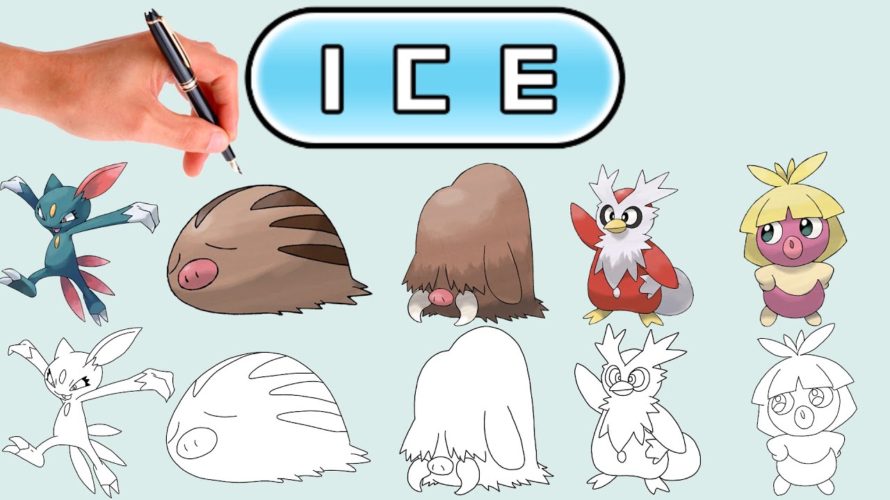 Desenhando todos os Pokémon do tipo Gelo da Geração 2 | Pokémon classificados por tipos