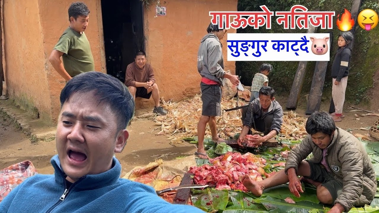 Gau Ko Life🏡 | Village People & Traditional Pork Cutting | Spending A day with my village people