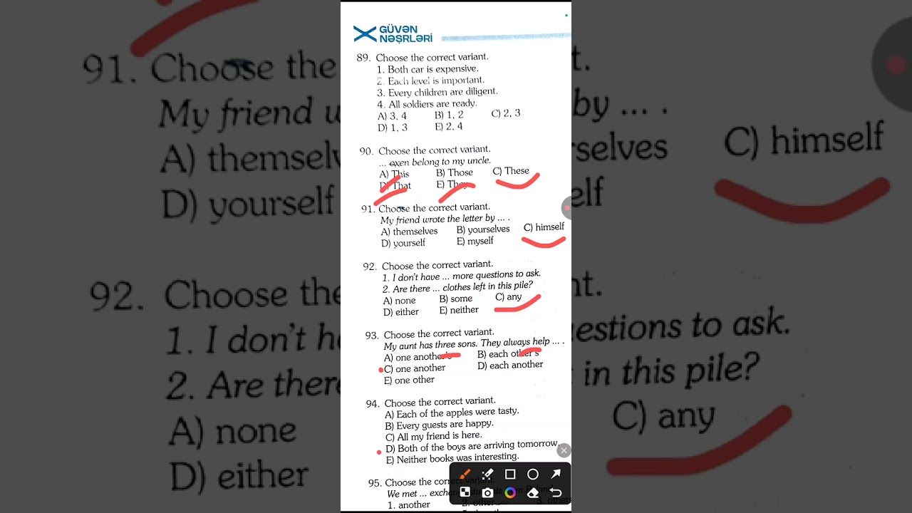 Güvən, pronoun, Mixed tests
