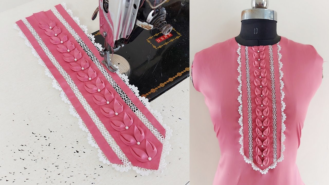Fabric Patti, Lace और Pearls के साथ बनाएं बिलकुल नया Neck डिज़ाइन | Neck Design with Pearls