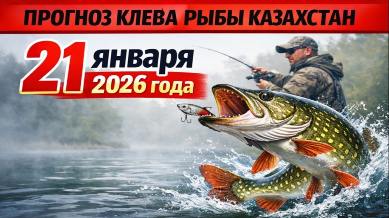 ПРОГНОЗ КЛЁВА в Казахстане на 21 января 2026 Бросай все и на рыбалку!