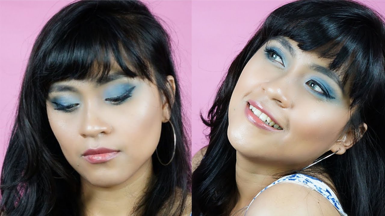 Makeup for valentine | blue smokey eyes tutorial + review eyeshadow | risa florendo