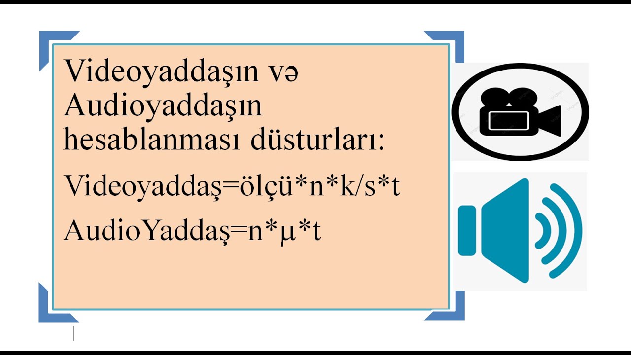 Kompüter qrafikası Video və audio (səs) yaddaşın hesablanması