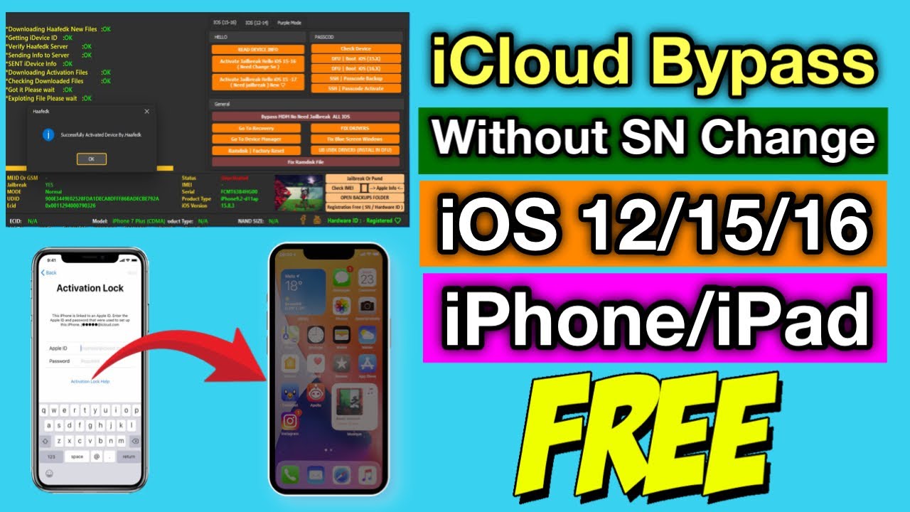 FREE iCloud Bypass iPhone 6 to iPhone X iOS 12 to iOS 16.7.11