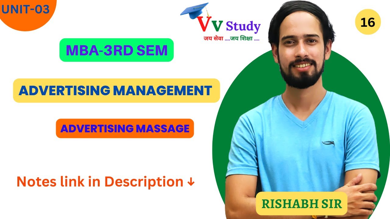 Advertising Massage || Advertising Management || unit 3 || 3rd SEM || MBA || @VvStudy