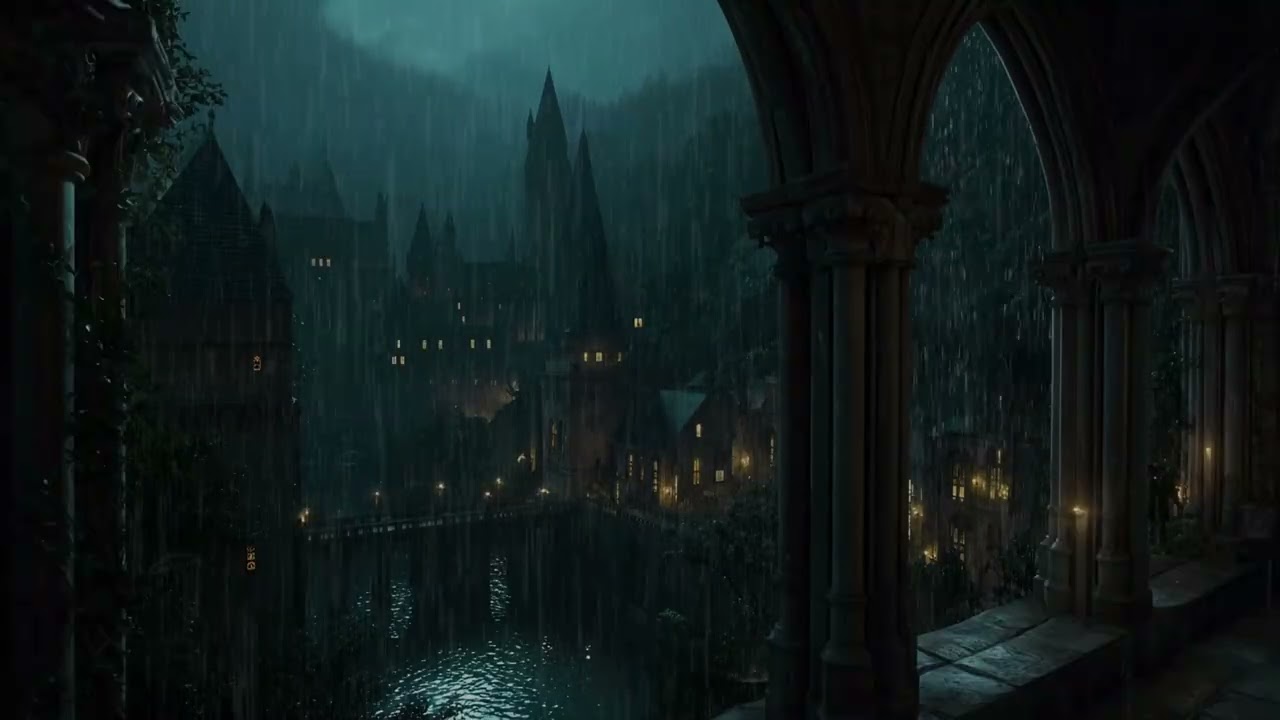 Gentle Rain and Thunder Outside the Castle Window for Deep Sleep, Study Focus & Relaxing Meditation