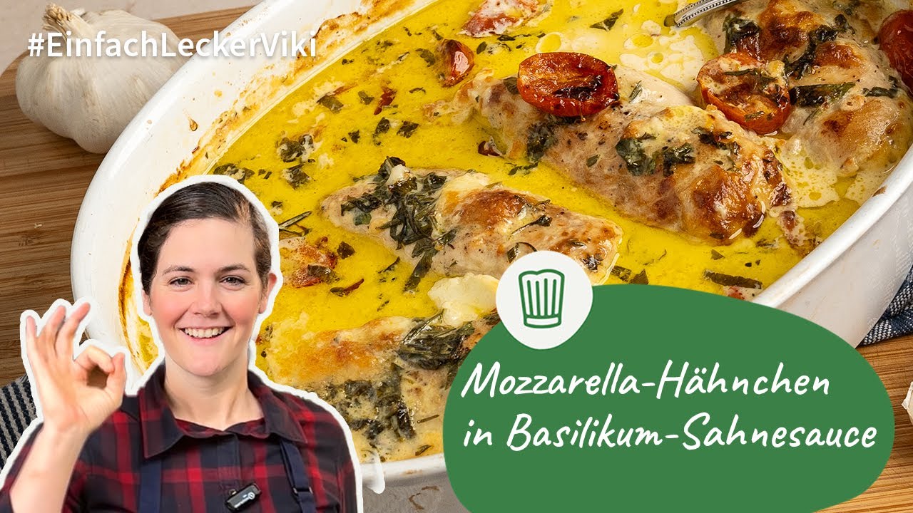 Mozzarella-H&auml;hnchen in Basilikum-Sahnesauce | Einfach, lecker, Viki! | Chefkoch