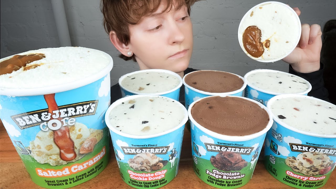 ASMR BEN & JERRY'S ICE CREAM PINTS *SALTED CARAMEL, FUDGE BROWNIE, CHOCOLATE CHIP COOKIE DOUGH 먹방