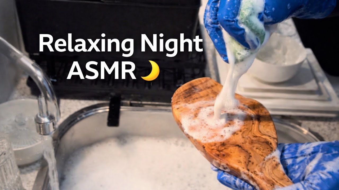 Relaxing Night Dishwashing ASMR 🌙 | Deep Cleaning, Water & Foam Sounds #asmr #satisfyingcleaning 