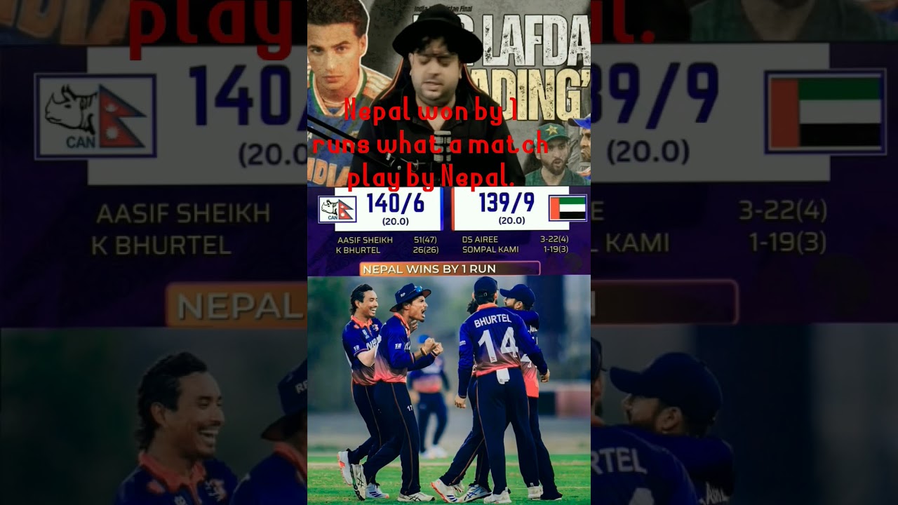Nepal won 1 runs what a match play Nepal. keep it up #nepalcricket #nepal