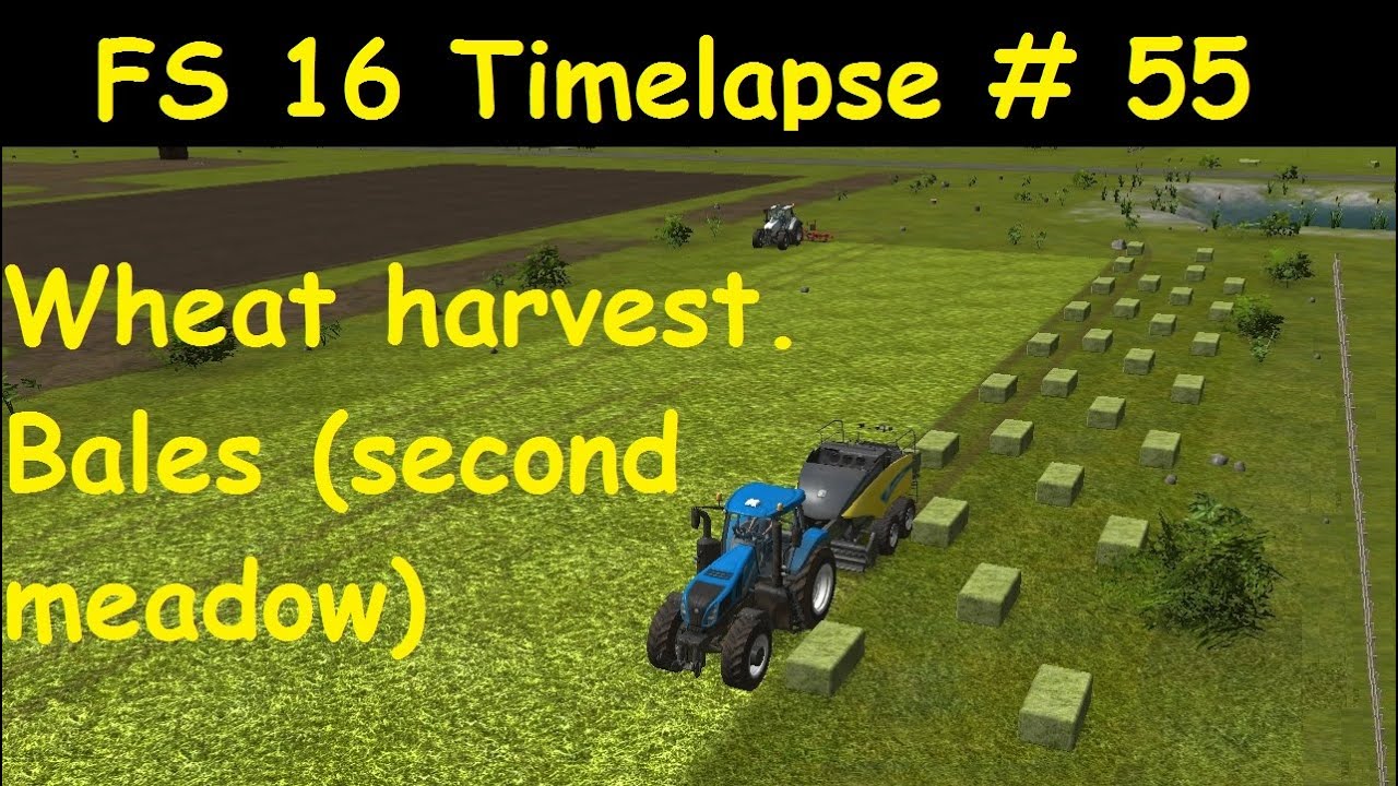 FS 16 Timelapse # 55 Wheat harvest. Bales (second meadow)