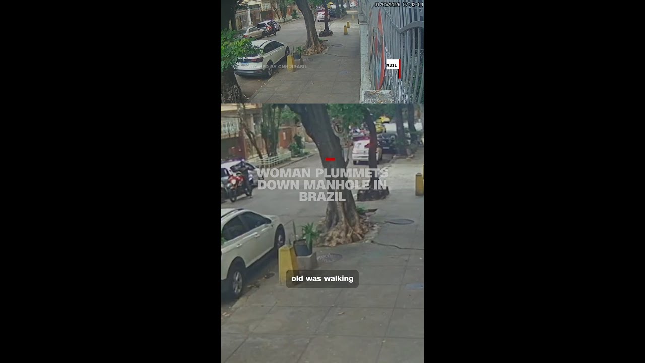 Woman plummets down manhole in Brazil