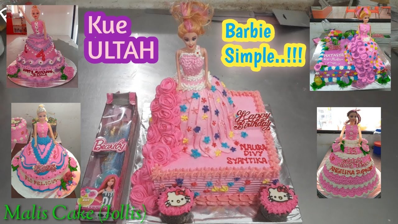 Cara menghias kue ULTAH Barbie pakai butter cream | kue ultah model barbie simple