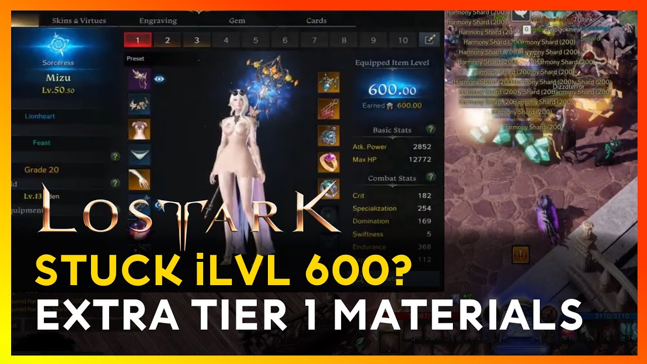 Lost Ark Reaching Item Level 600 EXTRA T1 Materials Enhancement Gear Honing