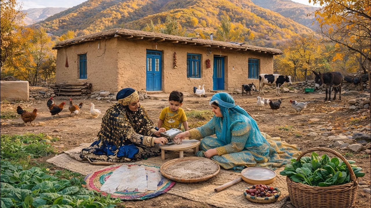 Making traditional and exotic foods in the village yard with my kids😋