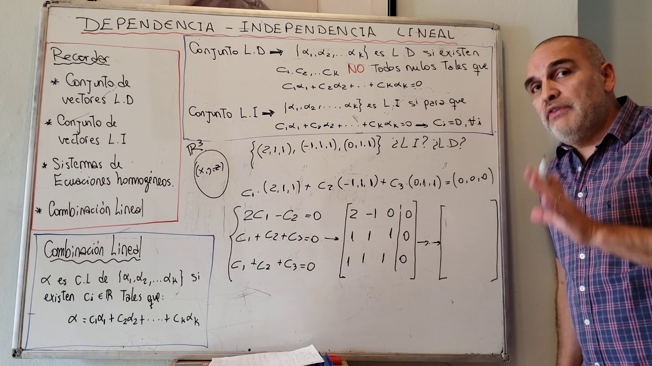 Dependencia e independencia Lineal de un conjunto de vectores