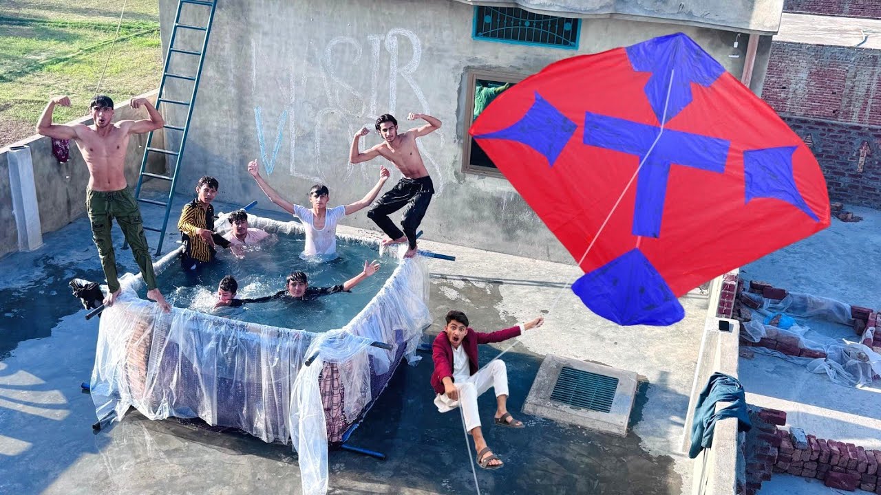 BIG Kite Flying | Swimming Pool Enjoy With Ballon | Big Gudda