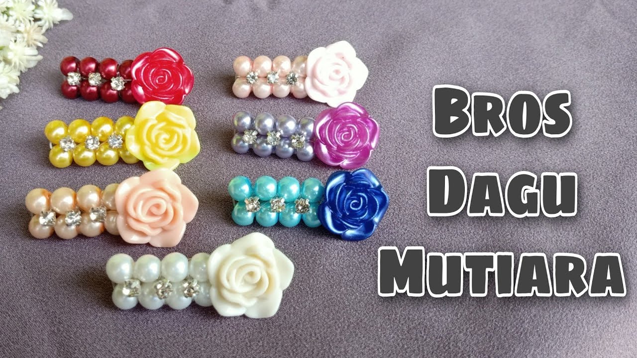 DIY | Tutorial bros dagu mutiara sintetis mix resin mawar | Simple siny pin without glue part 1