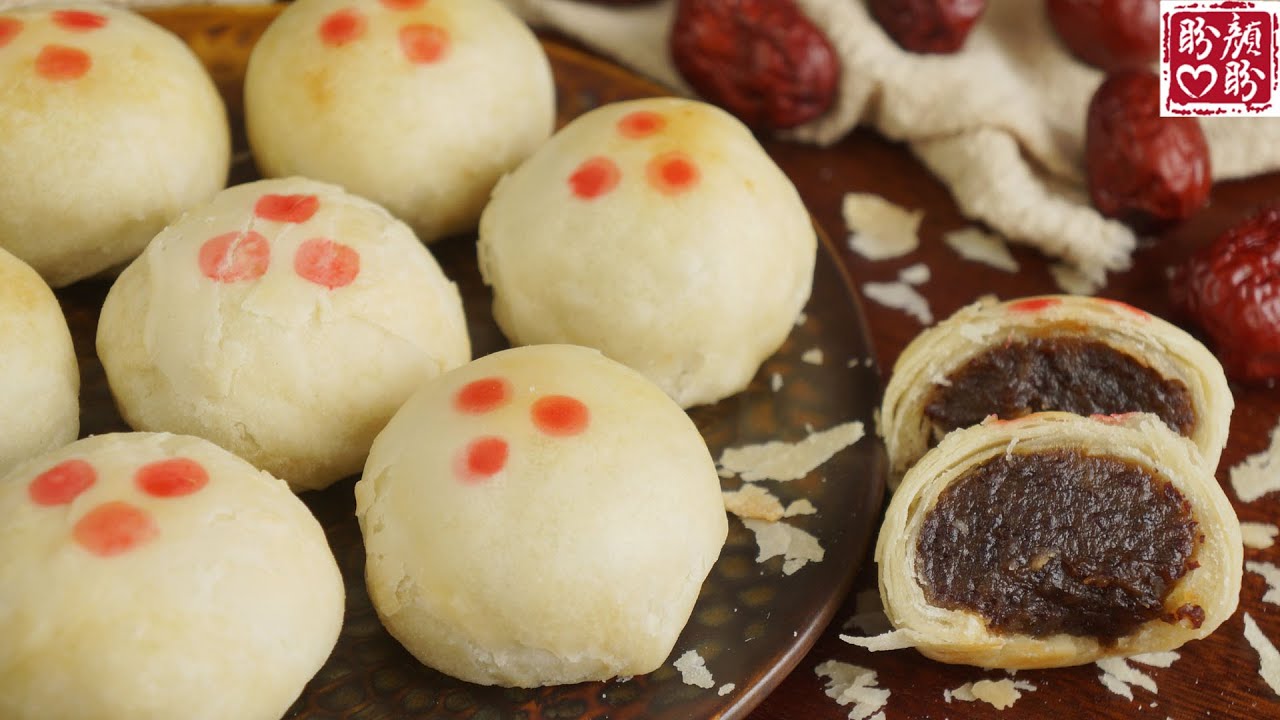 Jujube paste pie。传统中式糕点枣泥酥的详细做法，甜而不腻，酥到掉渣！