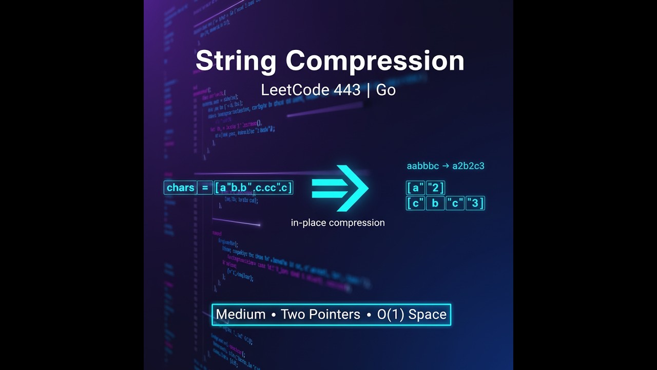 LeetCode 443: String Compression — алгоритм сжатия массива символов (Golang)
